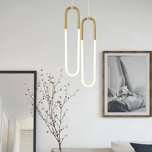 lampe led nordique en forme de u luminaire suspendu décoratif moderne - vue 4 sur 8