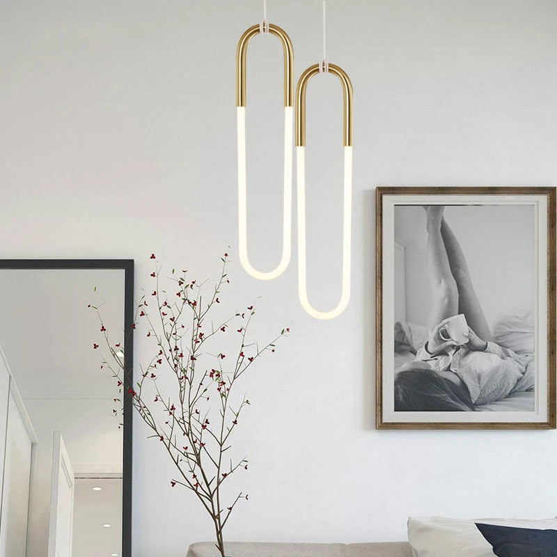 lampe led nordique en forme de u luminaire suspendu décoratif moderne - vue 3 sur 8