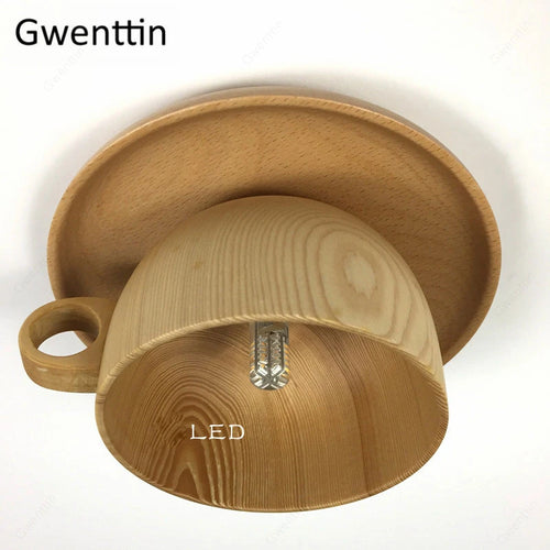 plafonnier nordique en bois design moderne luminaire décoratif d'intérieur - vue 4 sur 7