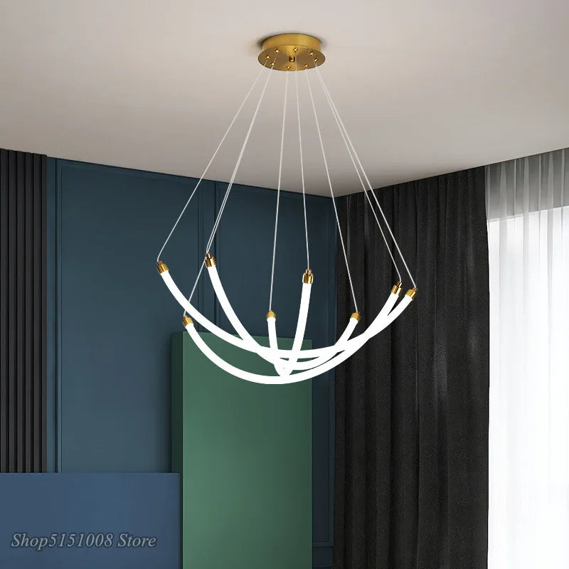 lustre nordique design led en acrylique et métal réglable - vue 1 sur 8