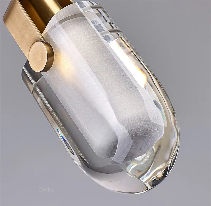 suspension moderne en cristal avec éclairage led décoratif - vue 5 sur 7
