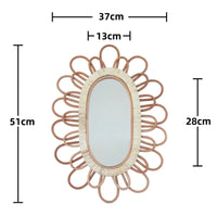 miroir mural suspendu en rotin pour un maquillage pratique