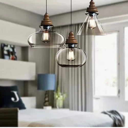 suspension rétro en bois avec éclairage led pour intérieur - vue 2 sur 9