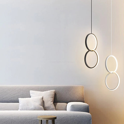 suspension led moderne en forme d'anneau pour décoration maison - vue 7 sur 11