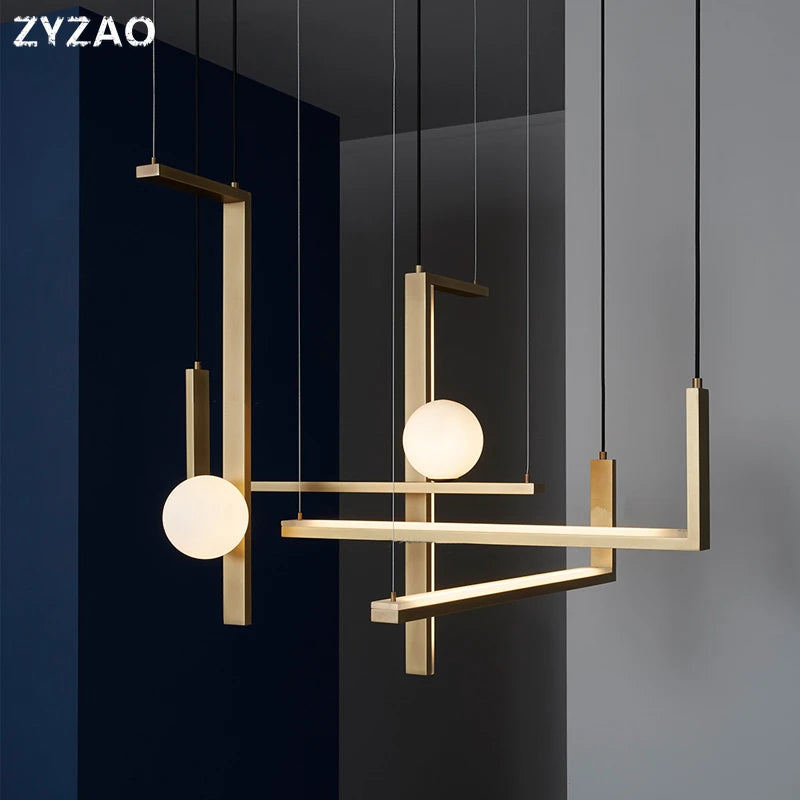 suspension moderne en fer et verre pour décoration intérieure - vue 1 sur 9