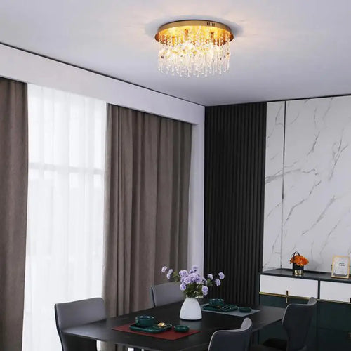 plafonnier led rond cristal luxe style postmoderne européen - vue 4 sur 9