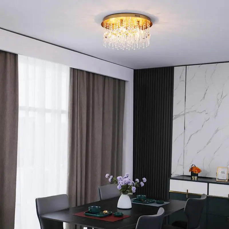 plafonnier led rond cristal luxe style postmoderne européen - vue 3 sur 9