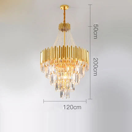 lustre en cristal design art déco en acier inoxydable avec éclairage led - vue 9 sur 19