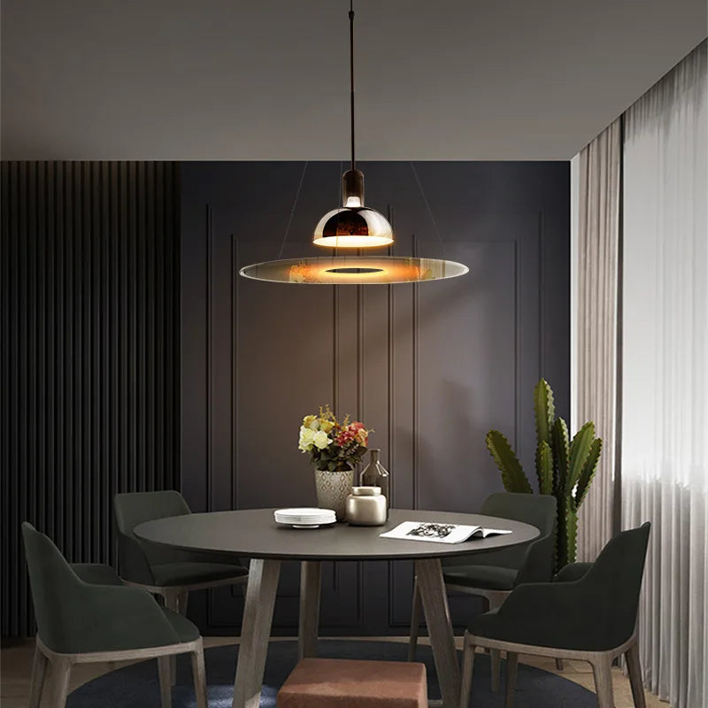 lustre d'art design italien rond moderne soucoupe volante - vue 1 sur 8