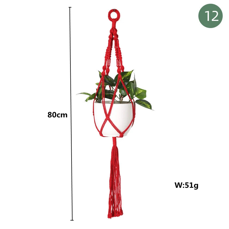 paniers suspendus en macramé pour plantes et décoration - vue 27 sur 30