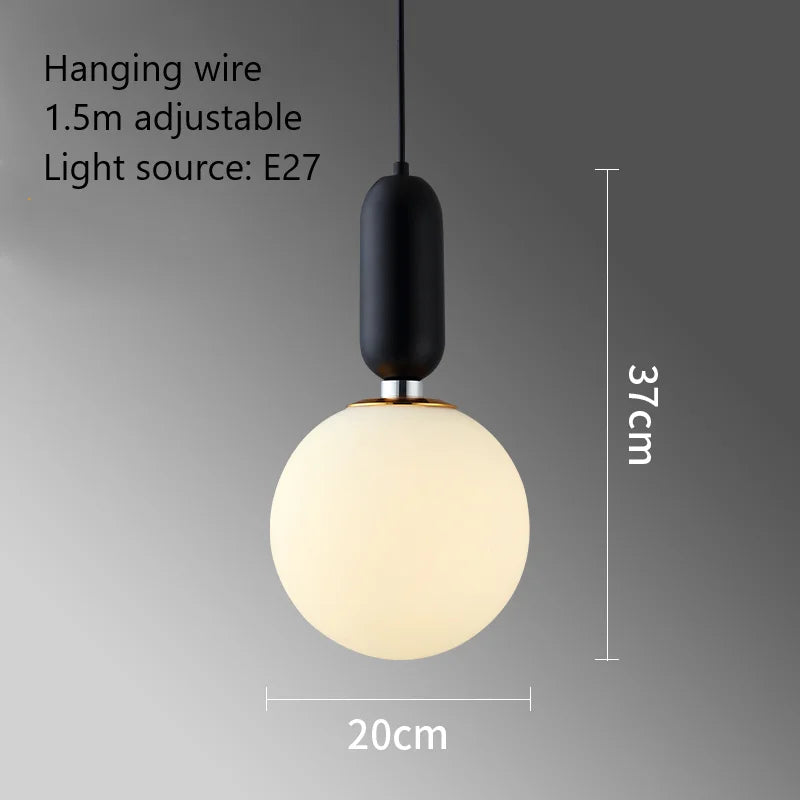boule de verre moderne suspension led luminaire décoratif - vue 8 sur 15
