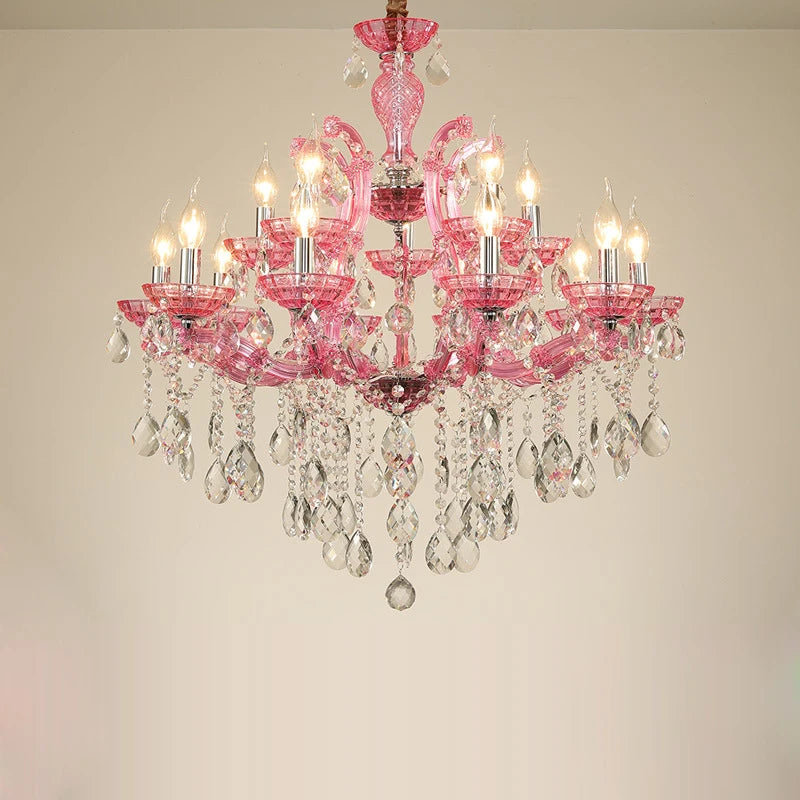lustre moderne en fer et cristal de verre art déco éclairage suspendu - vue 4 sur 9