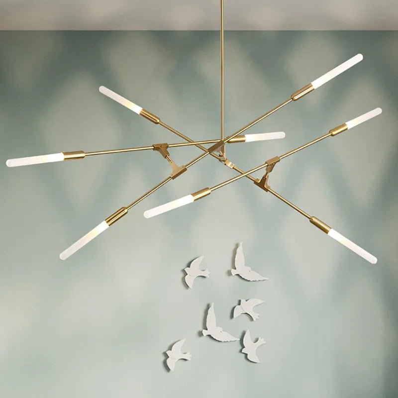 lustre design à plusieurs têtes en fer pour un éclairage moderne - vue 5 sur 6