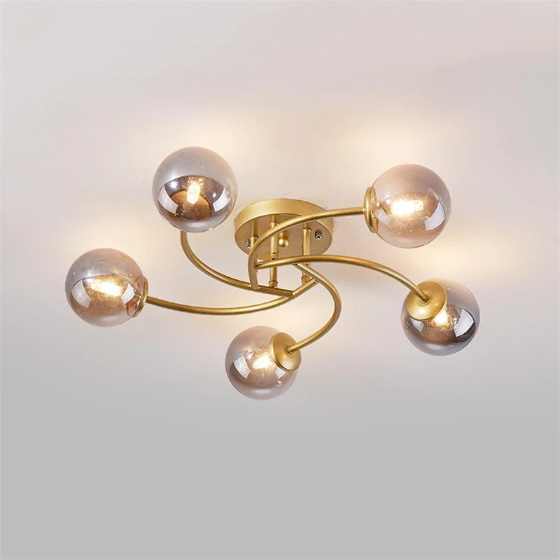 plafonnier nordique simple en verre avec led moderne - vue 1 sur 12