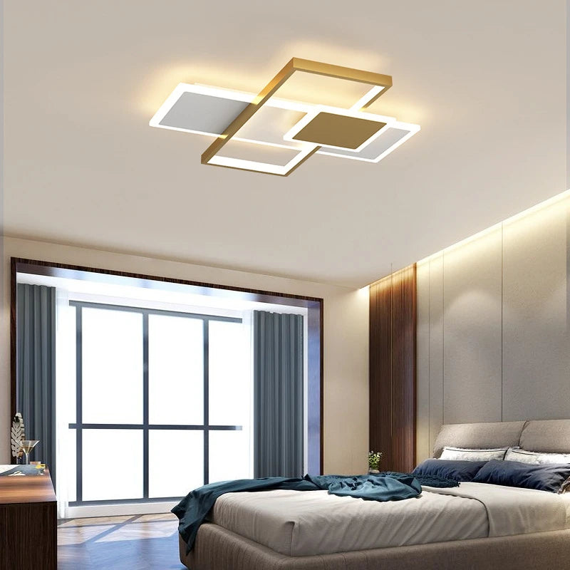 plafonnier à cadre carré moderne avec lumières led - vue 2 sur 12