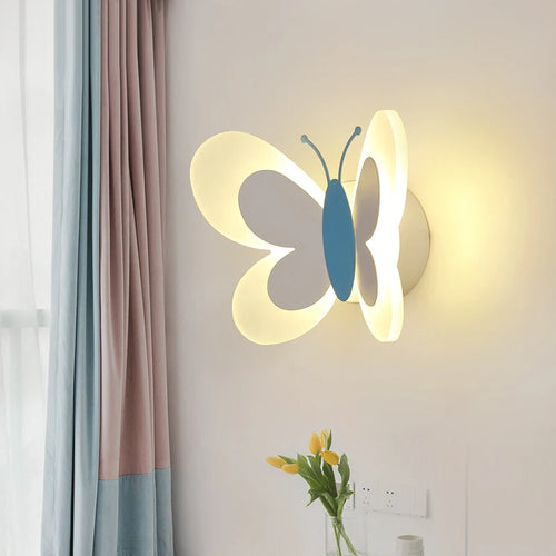 applique murale créative papillon dessin animé lumière led enfants - vue 3 sur 14