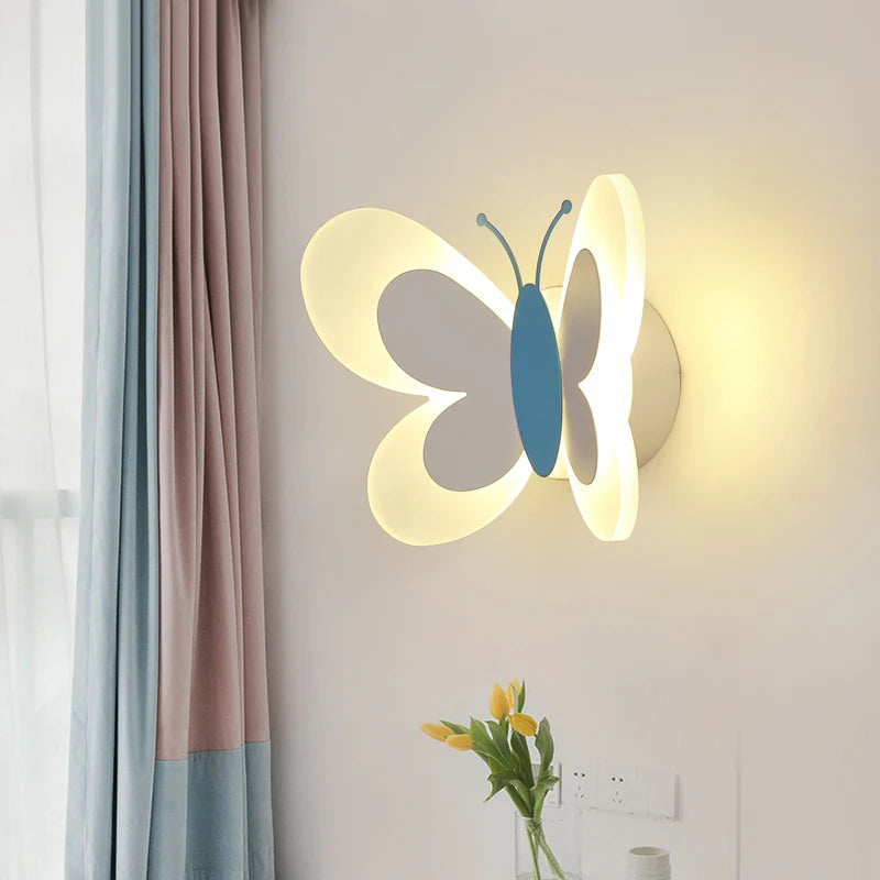 applique murale créative papillon dessin animé lumière led enfants - vue 2 sur 14