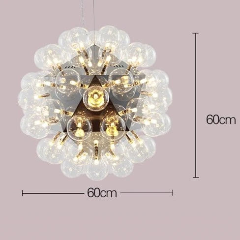 Lustre design Nordique Taraxacum bulles lumières verre miroir boule cuisine salon salle à manger bar décor - vue 6 sur 9