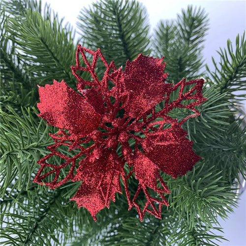 décoration suspendue fleur pailletée pour arbre de noël - vue 13 sur 34