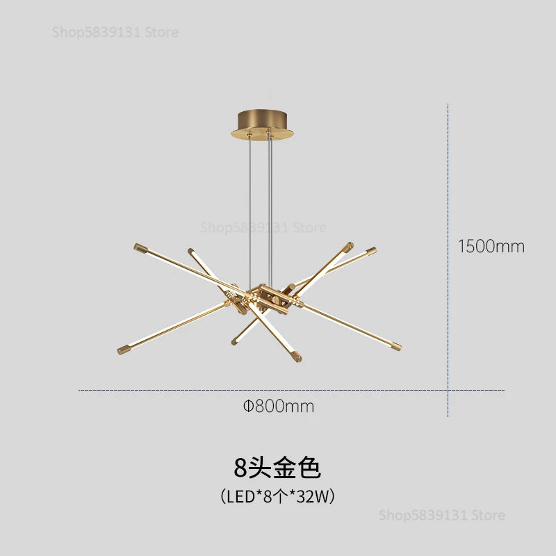 lustre moderne simple en cuivre de luxe suspendu