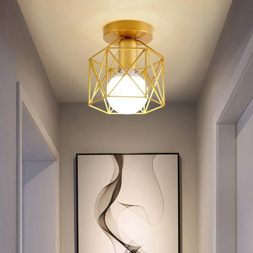 plafonnier rétro doré led en métal pour balcon couloir - vue 5 sur 10
