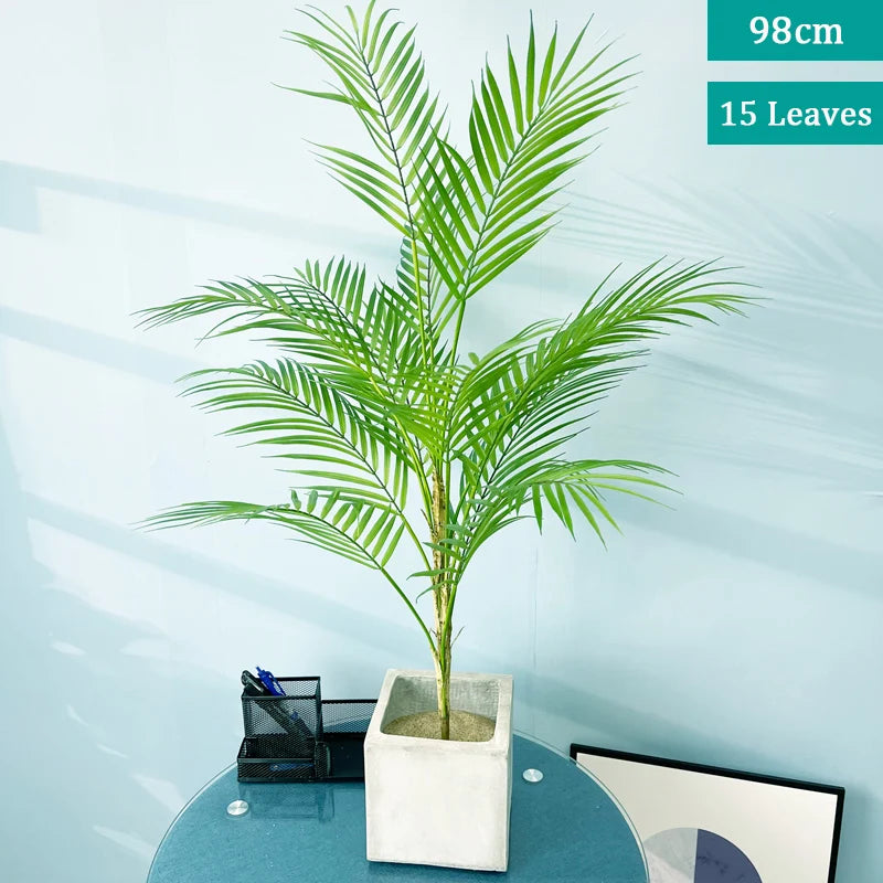 plantes tropicales palmier artificiel avec feuilles monstera décoration jardin - vue 4 sur 12