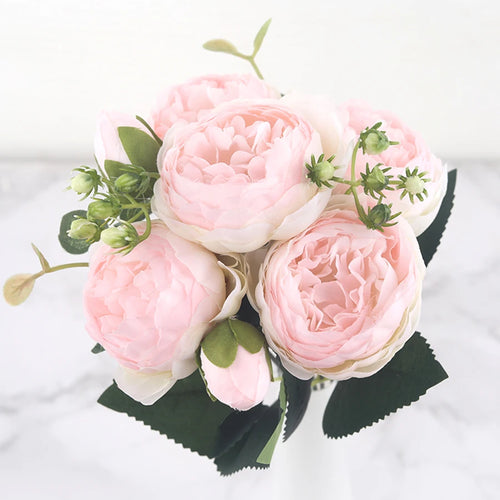 bouquet de fleurs artificielles de pivoines en soie pour décoration intérieure - vue 18 sur 18