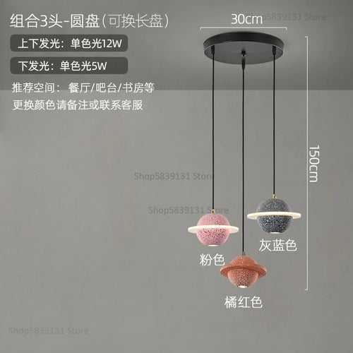 suspension modernes en ciment led pour restaurant barre lumineuse - vue 24 sur 23