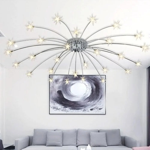 plafonnier moderne rond en cristal avec étoiles lumineuses - vue 6 sur 6