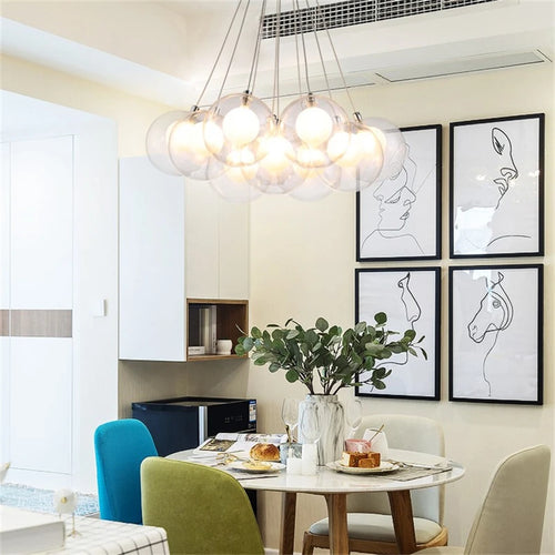 suspension lumières led modernes en verre pour bar restaurant - vue 3 sur 13