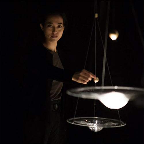 suspension LED en verre transparent design nordique moderne - vue 6 sur 9