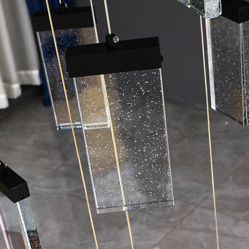 lustre en cristal design lumineux pour escalier et décoration intérieure - vue 5 sur 13