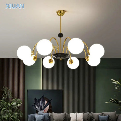 lustre nordique américain en verre led suspendu décoratif - vue 2 sur 13