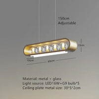 lustre design en verre transparent avec cordon réglable