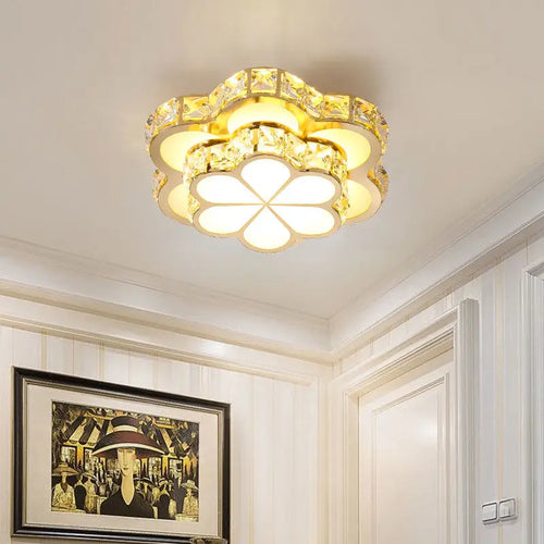plafonnier led intelligent avec motif de fleur en cristal moderne - vue 3 sur 12