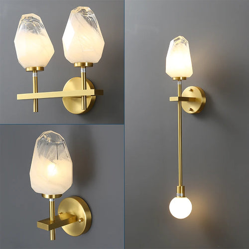 applique murale design en verre et cuivre doré pour intérieur - vue 4 sur 8
