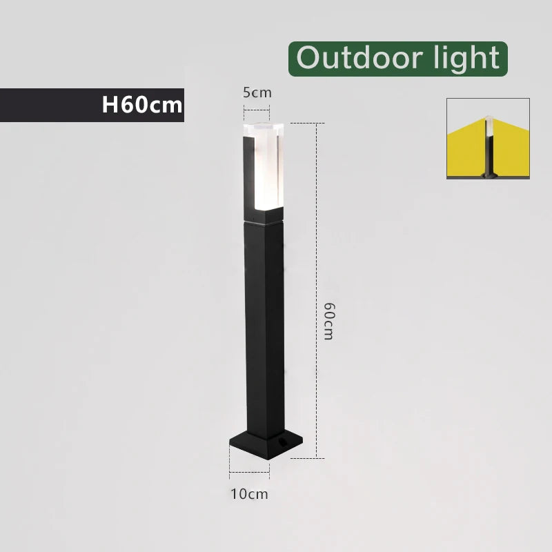 Lampe à gazon moderne lumière extérieure en aluminium étanche à l'eau porche jardin IP54 lampe à gazon extérieure maison cour décor paysage lumières - vue 9 sur 10