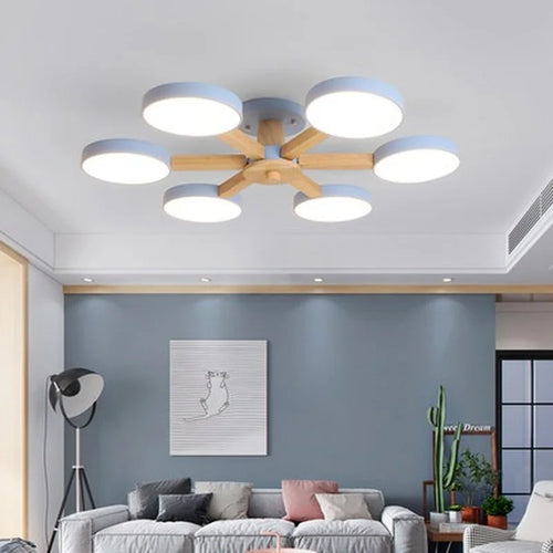 plafonnier led en bois pour une ambiance chaleureuse et moderne - vue 7 sur 6