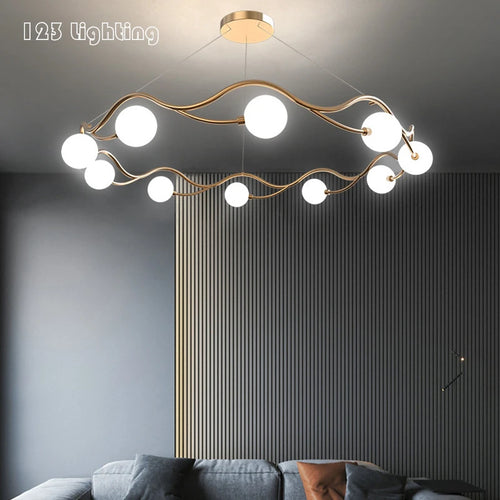 lustre moderne en verre blanc décoration artistique pour intérieur - vue 2 sur 8
