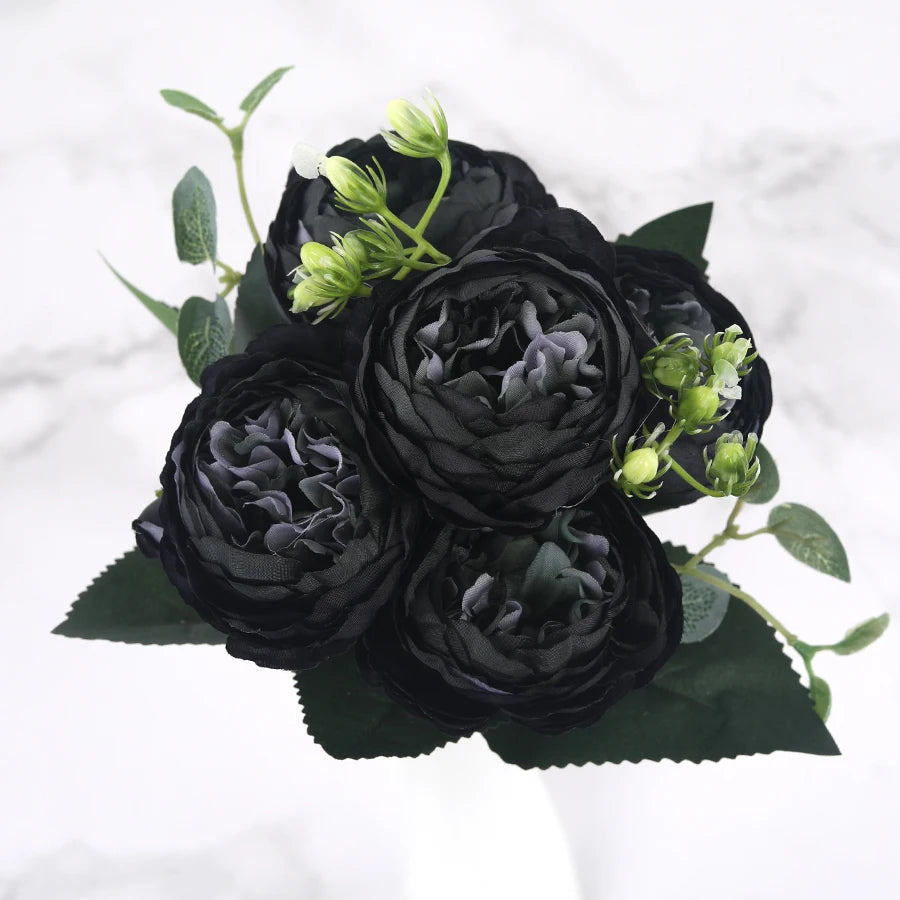 bouquet de fleurs artificielles de pivoines en soie pour décoration intérieure - vue 8 sur 18