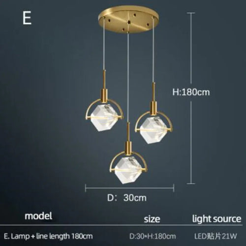 lampe nordique créative en cristal pour restaurant et bar - vue 15 sur 14