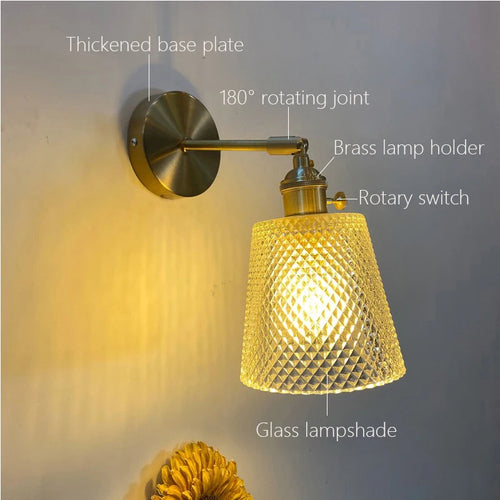 Applique murale verre rotatif laiton led miroir intérieur - vue 4 sur 23
