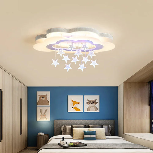 plafonnier lumineux étoiles nuages pour chambre d'enfants - vue 4 sur 10
