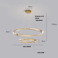 lustre en cristal doré et argenté à intensité variable à led