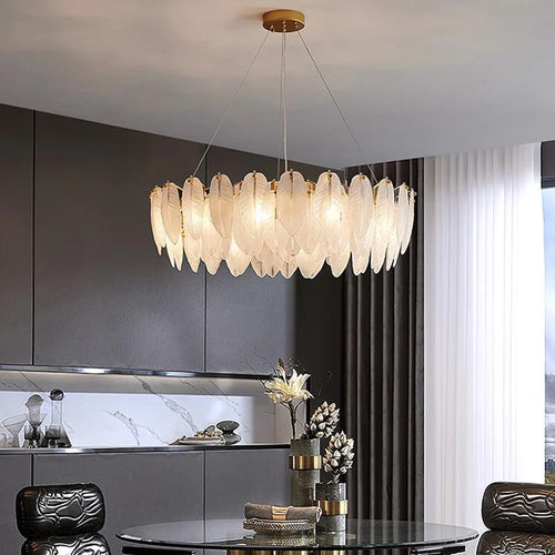 lustre moderne en verre en forme de plume d'oie éclairage suspendu - vue 5 sur 12