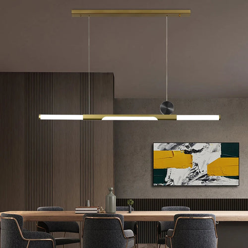 Chandelier in long dining room, black / gold thickened glass modern chandelier, hall, coffee shop, study, LED bar chandelier - vue 3 sur 18