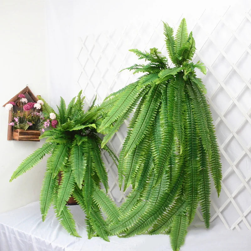 plantes artificielles suspendues grandes plantes tropicales en rotin décoratives - vue 2 sur 11