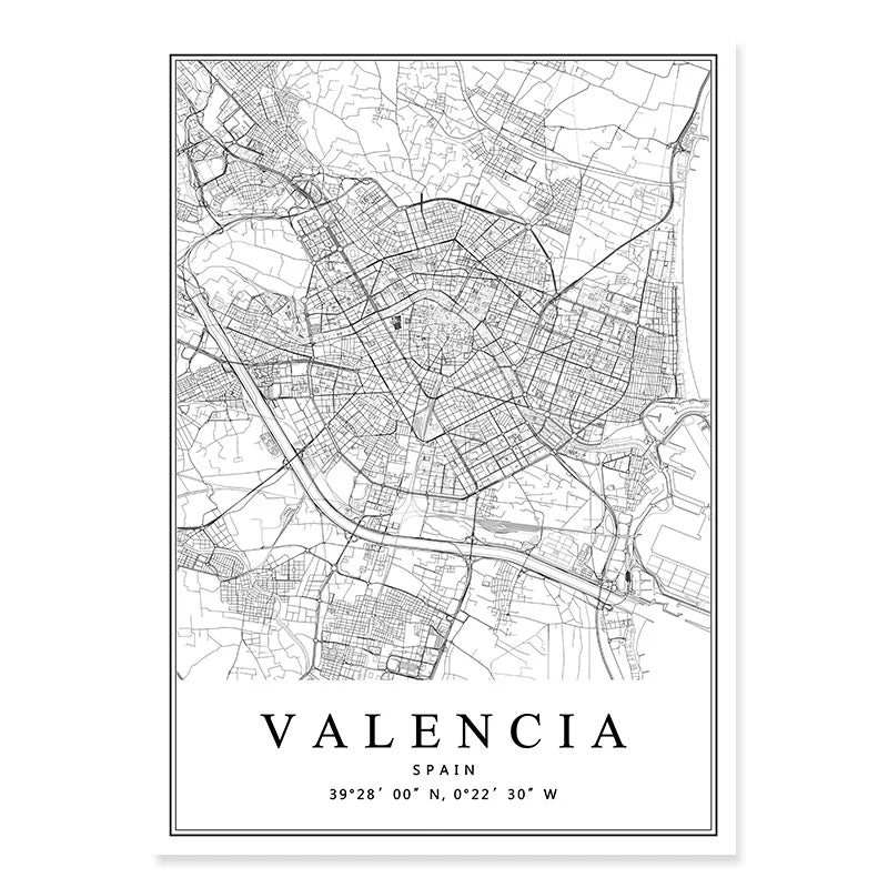 carte artistique des villes espagnoles pour décoration intérieure - vue 11 sur 12