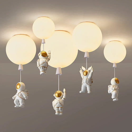 plafonnier led nordique créatif astronaute ballon pour enfants - vue 2 sur 21