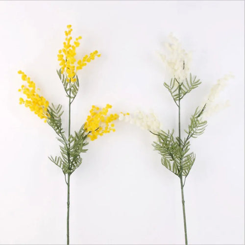 branche de mimosa artificielle avec feuilles de palmier tropicales - vue 6 sur 8